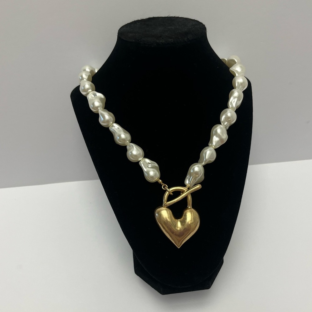 Piper Gold and White Heart Necklace - Picture 6 of 15